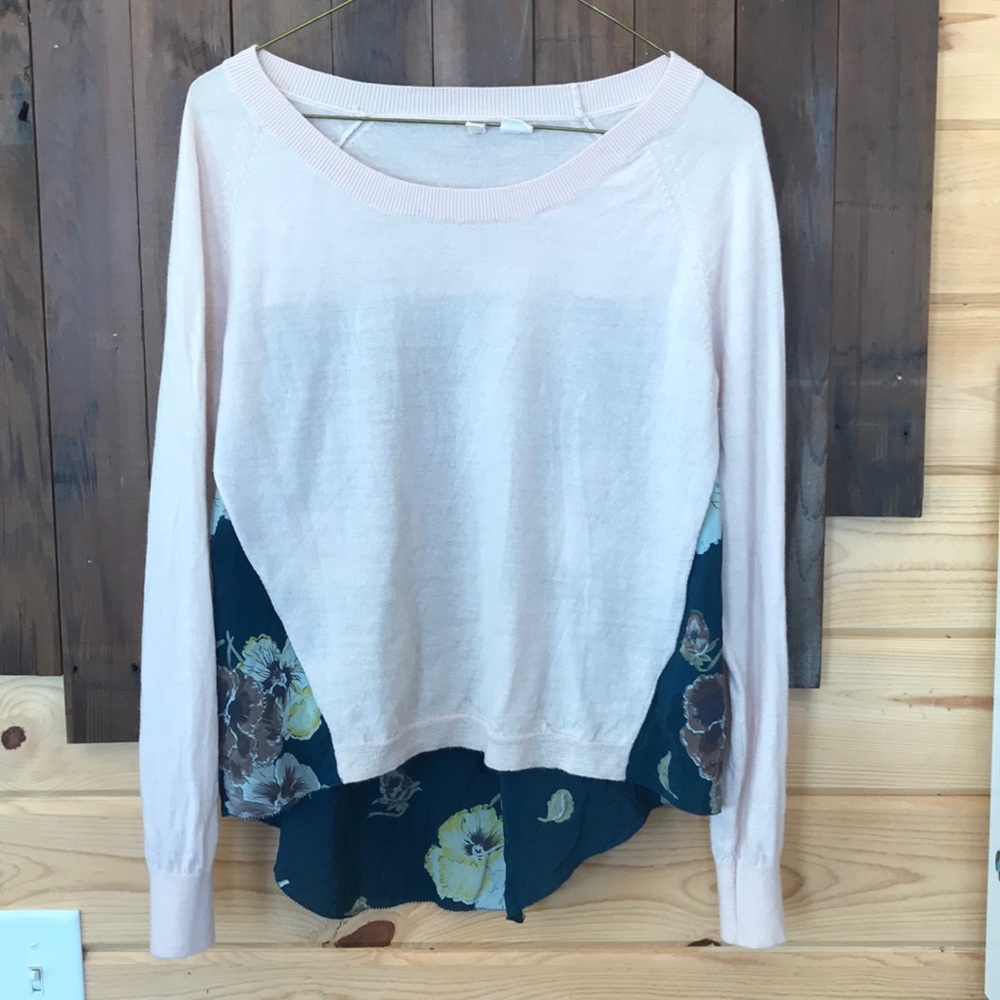 Reposh- Anthropologie Floral Sheer Back Sweater